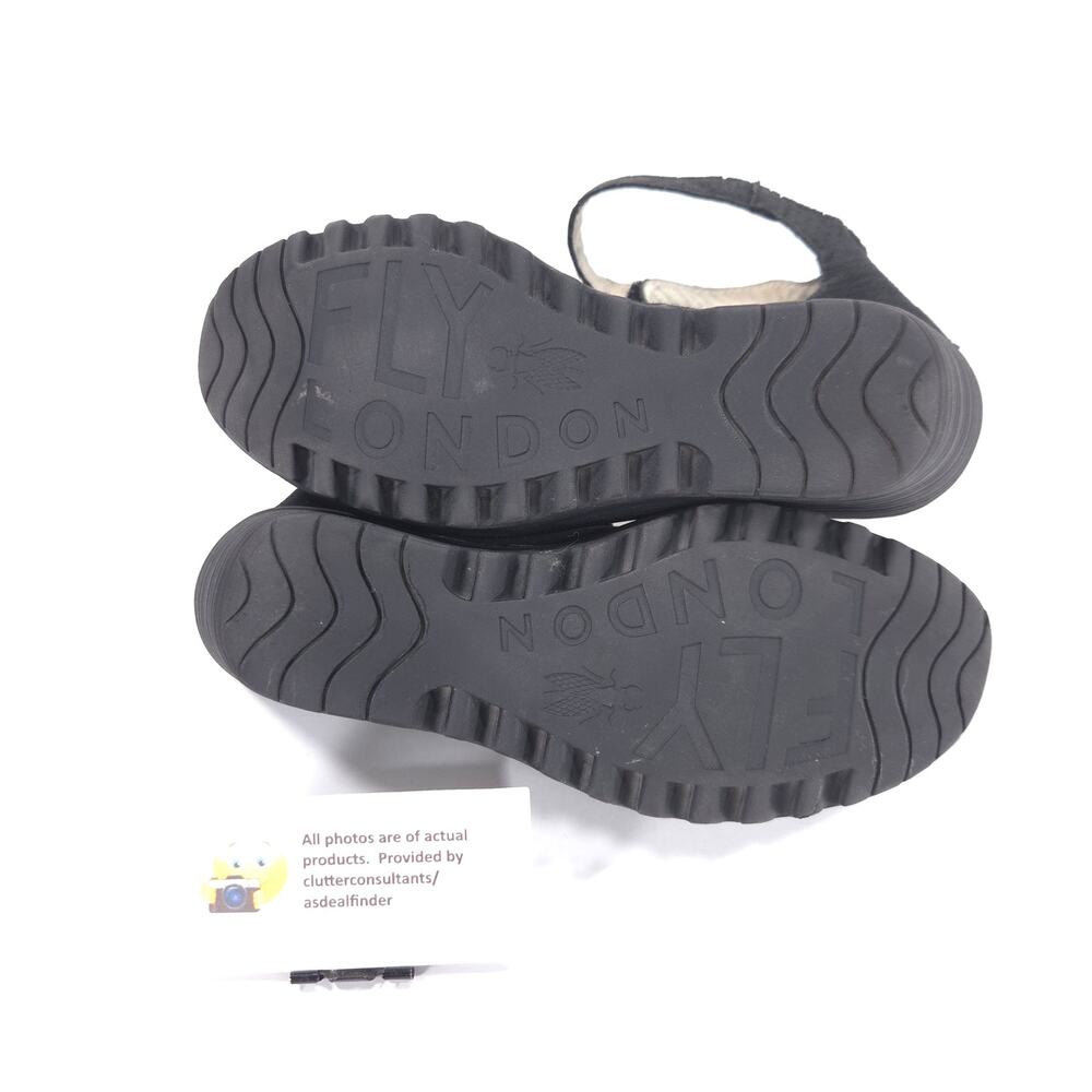 Fly London Casual Suede Wedge Sandal Womens Size 7.5 38 P500376028 Black - Picture 9 of 9